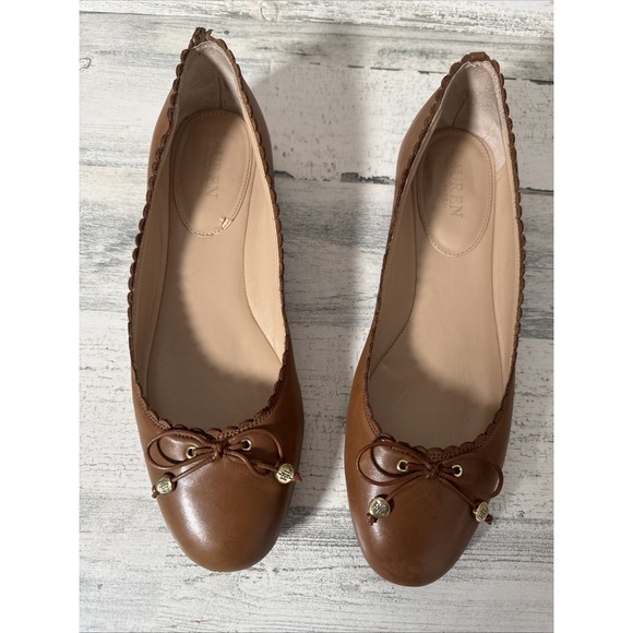Lauren Ralph Lauren Shoes - Ralph Lauren Glennie Flats Polo Tan Super Soft Leather Size 10B